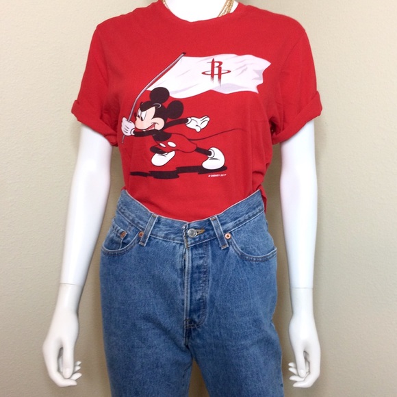 Disney Tee Shirt Mickey Mouse Fanatics NBA Rockets - Picture 3 of 8